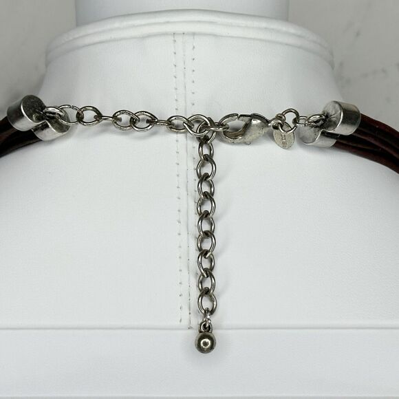 Chicos Multi Strand Brown Cord Silver Tone Necklace ✨ - Picture 12 of 14
